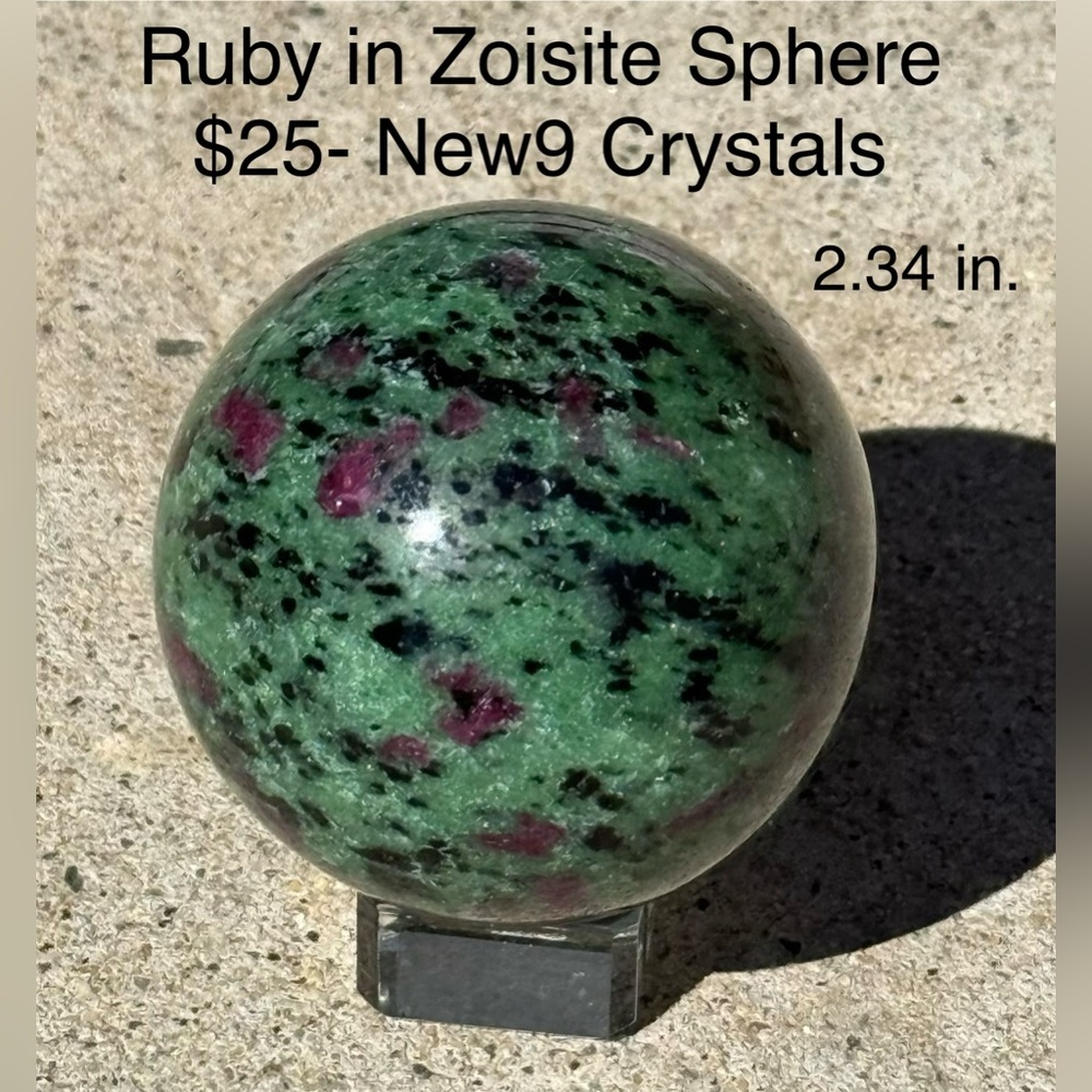 Ruby in Zoisite Sphere - Green and Pink Crystal Orb